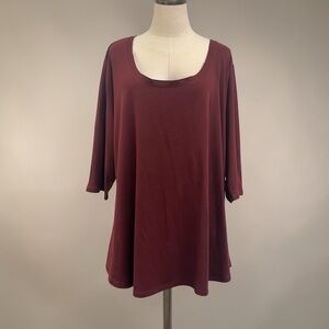Ava & Viv Scoop Neck Tunic Top - Burgundy